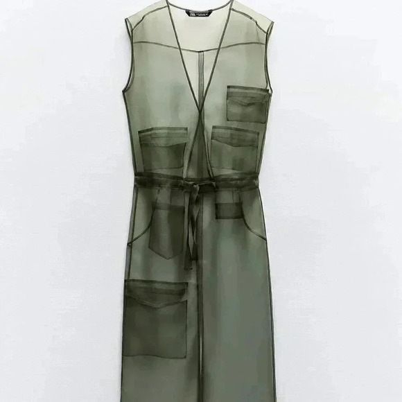 Zara Green Organza Dress XXL - Picture 1 of 8